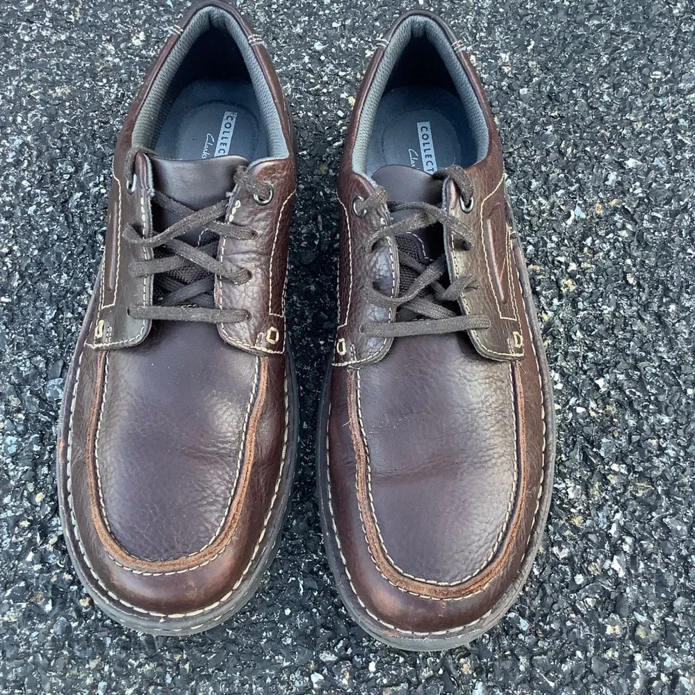 Clarks Collection Tilden Free Men 12 Brown Leather Moc Toe Oxford Shoes 26130644